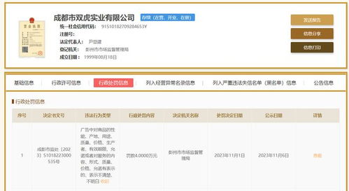 地圖標示缺失的警示 雙虎實業(yè)因廣告違法被罰4萬元